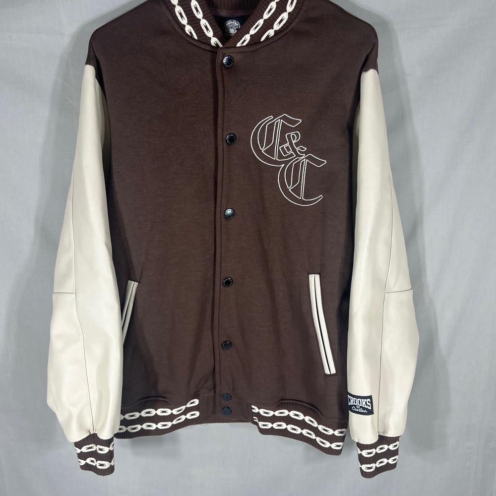 Crooks & Castles Varsity Jacket Brown Mens Small